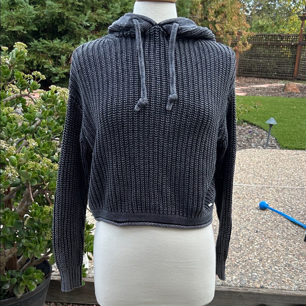 PINK Victoria's Secret Black and Gray Knit Hoodie